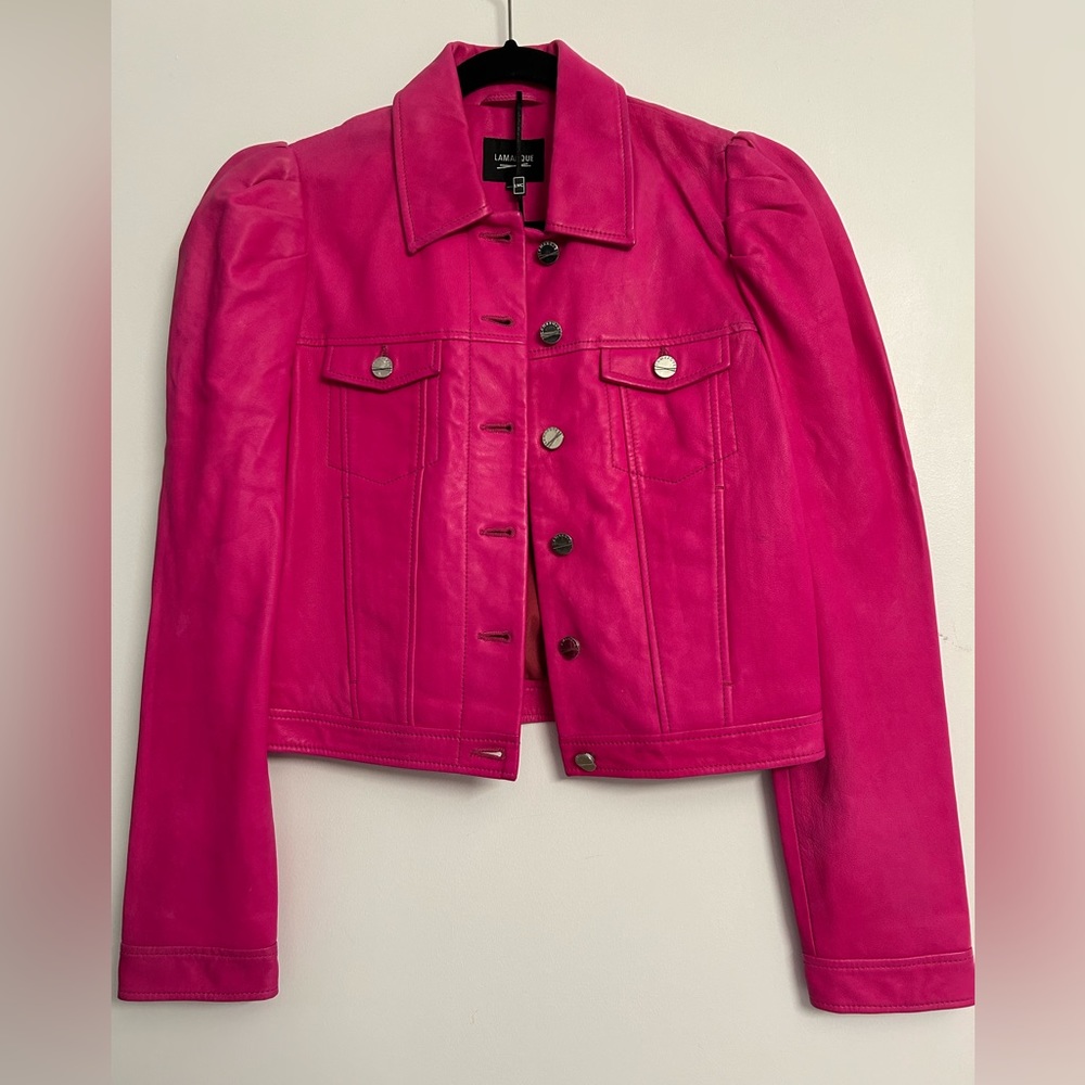 New LAMARQUE pink leather jacket